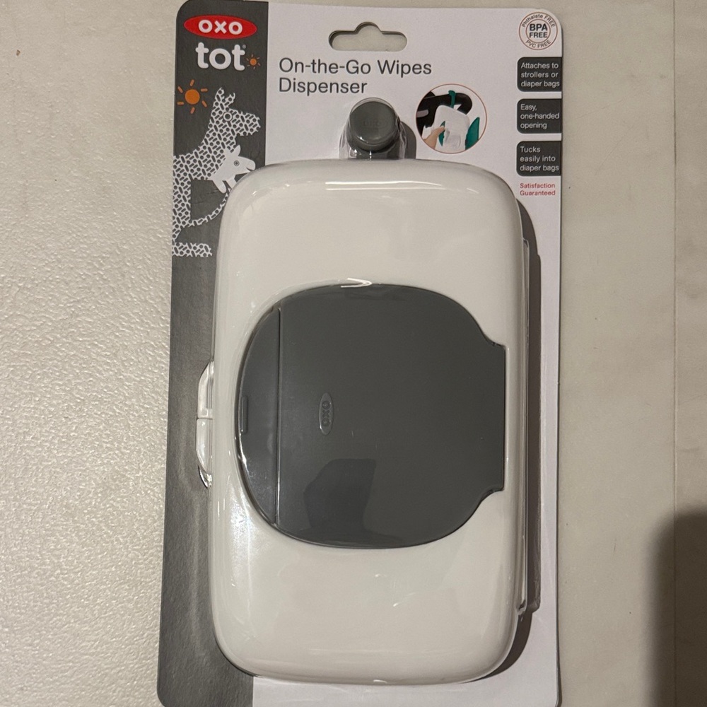 OXO Tot Portable Wipes Dispenser in White and Gray